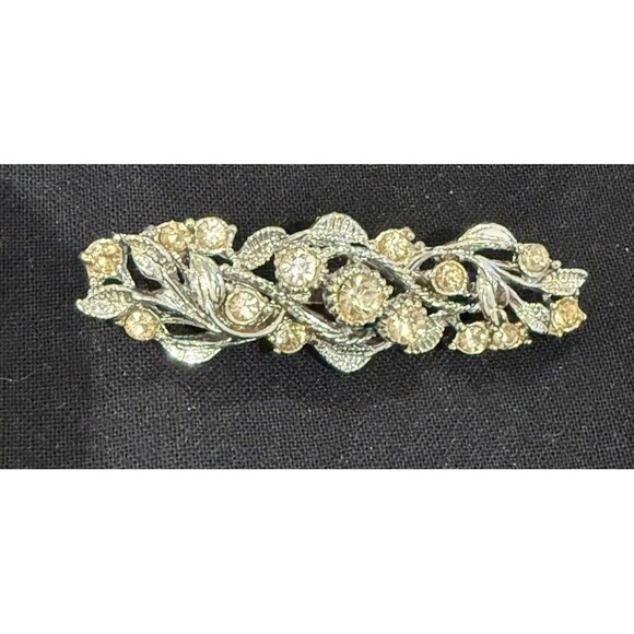 Lot of 3 Vintage Art Deco Style Brooches: MOP, Black Bar, Champagne Rhinestone - Picture 9 of 16